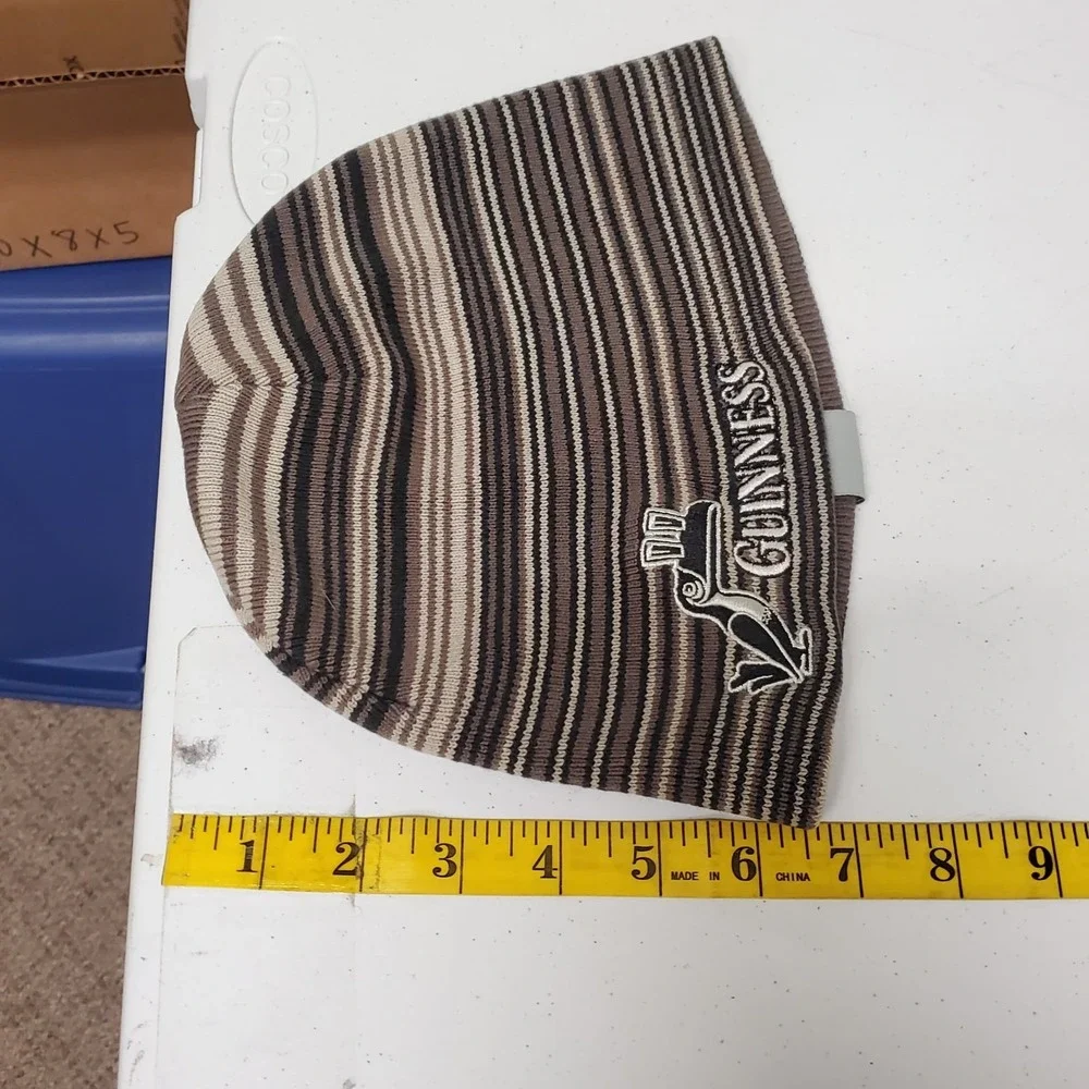 Vintage Guinness Beanie Hat Toucan Mens One Size Cotton Blend Striped Y2K Beer